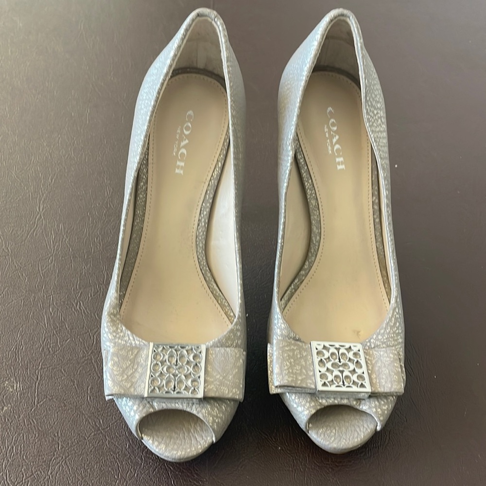 Coach 4 inch platform heels with bow.